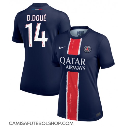 Camisa de time de futebol Paris Saint-Germain Desire Doue #14 Replicas 1º Equipamento Feminina 2024-25 Manga Curta